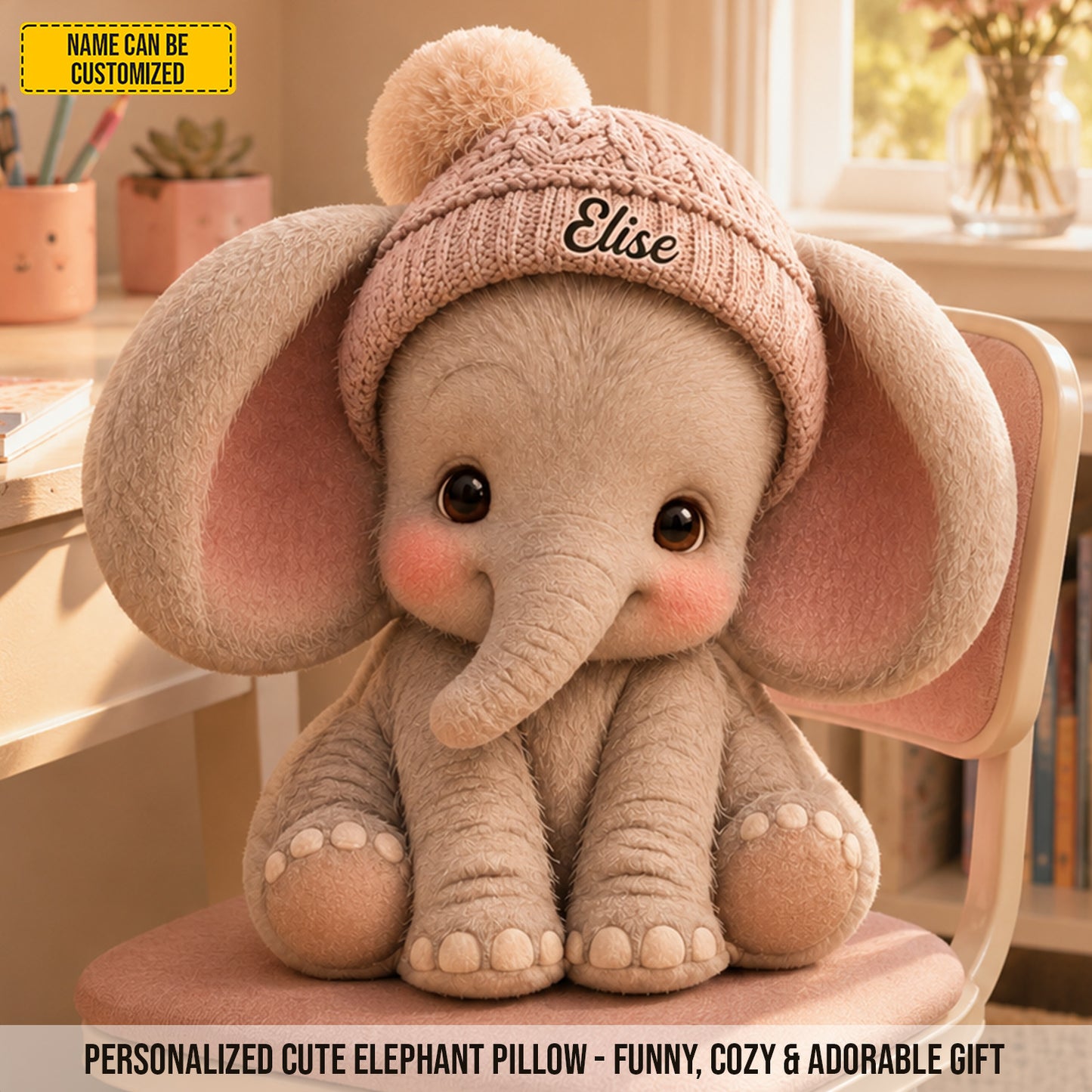 Personalized Warm Elephant Custom Shaped Pillow