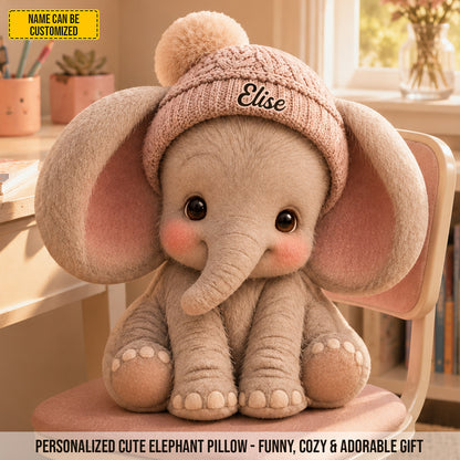 Personalized Warm Elephant Custom Shaped Pillow