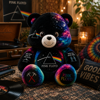 Pink Floyd Bear Custom Shaped Pillow – Gift for Pink Floyd Fans & Classic Rock Lovers