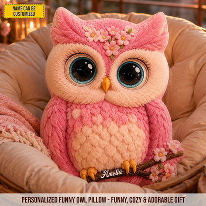Cherry Blossom Owl – Personalized Custom Shaped Pillow