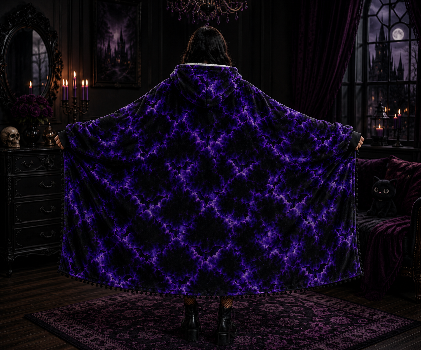 Purple Bat Blanket Hoodie – The Perfect Gift for Gothic Souls