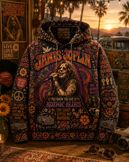 Janis Joplin Hippie Peace All Over Print - 60s 70s Music Lover Shirt