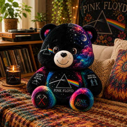 Pink Floyd Bear Custom Shaped Pillow – Gift for Pink Floyd Fans & Classic Rock Lovers