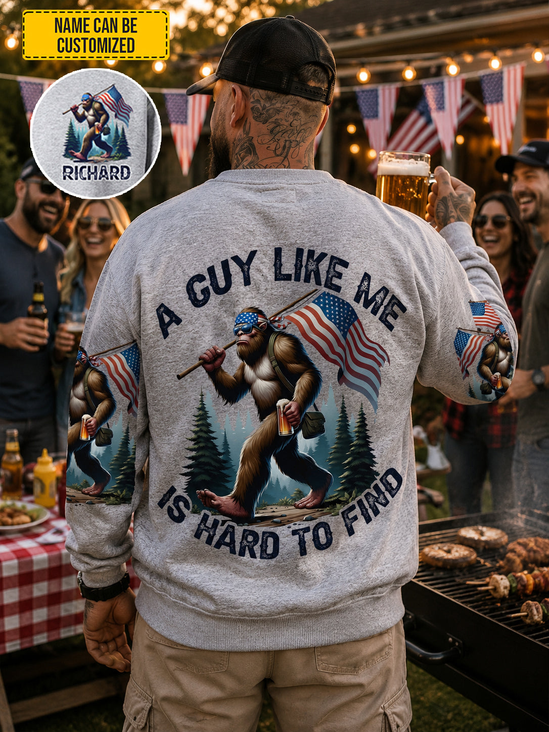 A Guy Like Me Is Hard To Find – Personalized Bigfoot American All Over Print Shirt