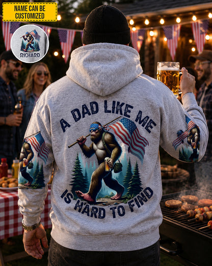 A Dad Like Me Is Hard To Find – Personalized Bigfoot American All Over Print Shirt