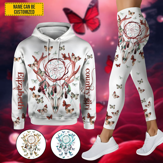 Personalized Country Girl Dreamcatcher Butterfly Hoodie & Leggings Set