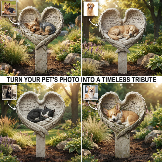 Your Wings Were Ready – Personalized Pet Memorial Angel Wings Acrylic Garden Plaque