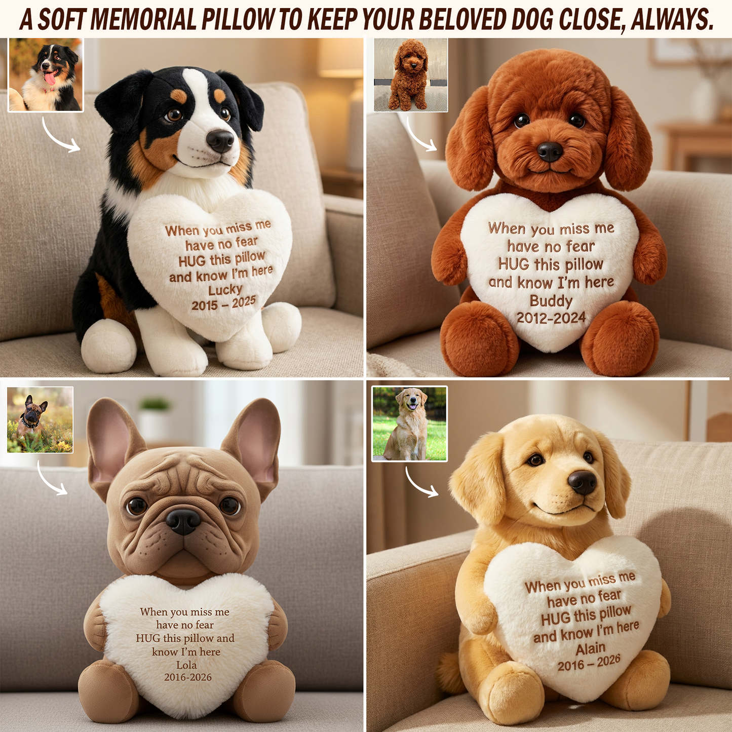 When You Miss Me – Personalized Memorial Dog Pillow