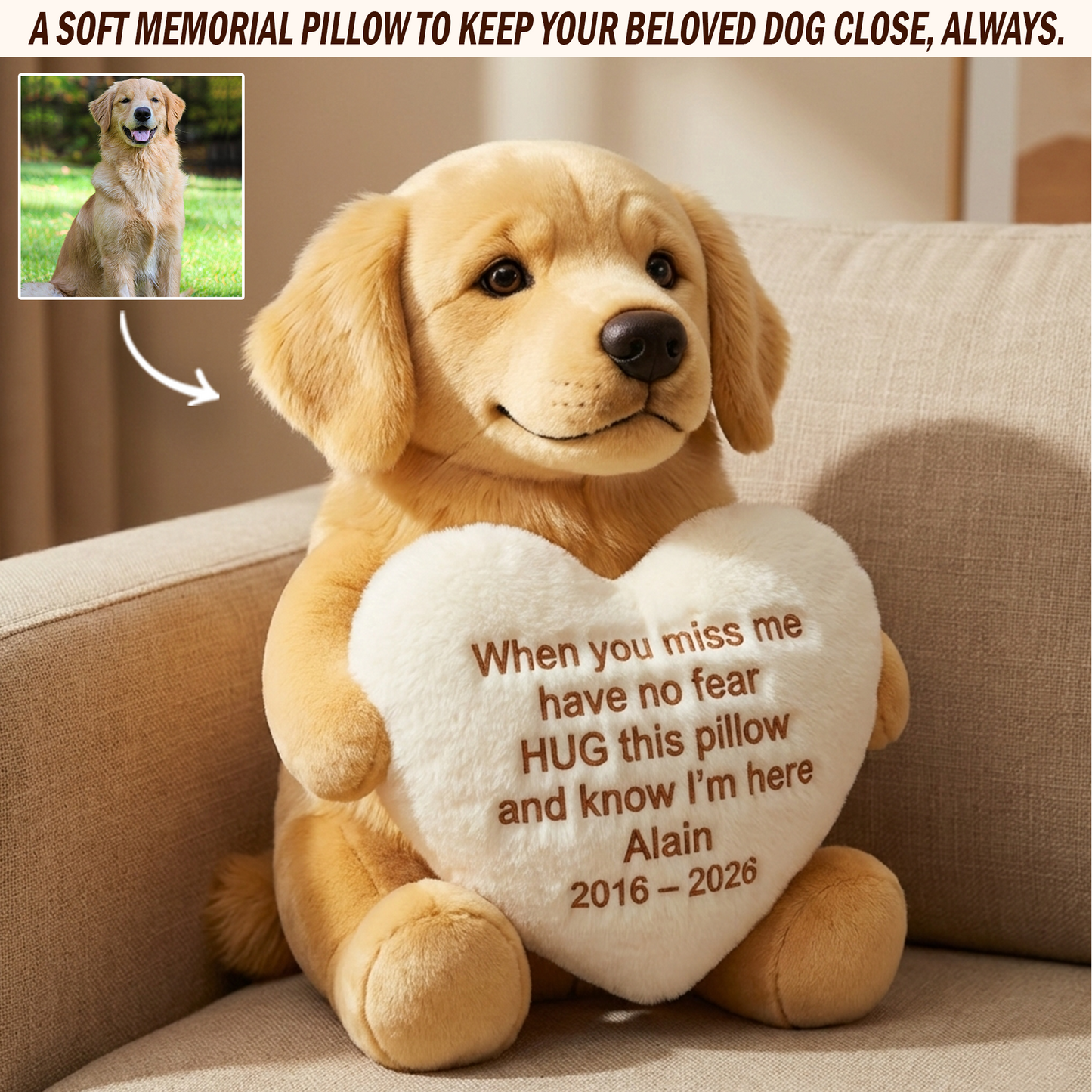 When You Miss Me – Personalized Memorial Dog Pillow