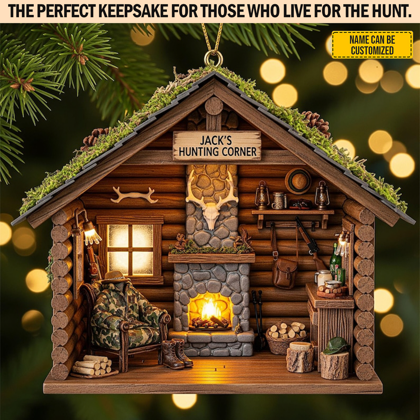 Hunter’s Retreat – Personalized Hunting Ornament