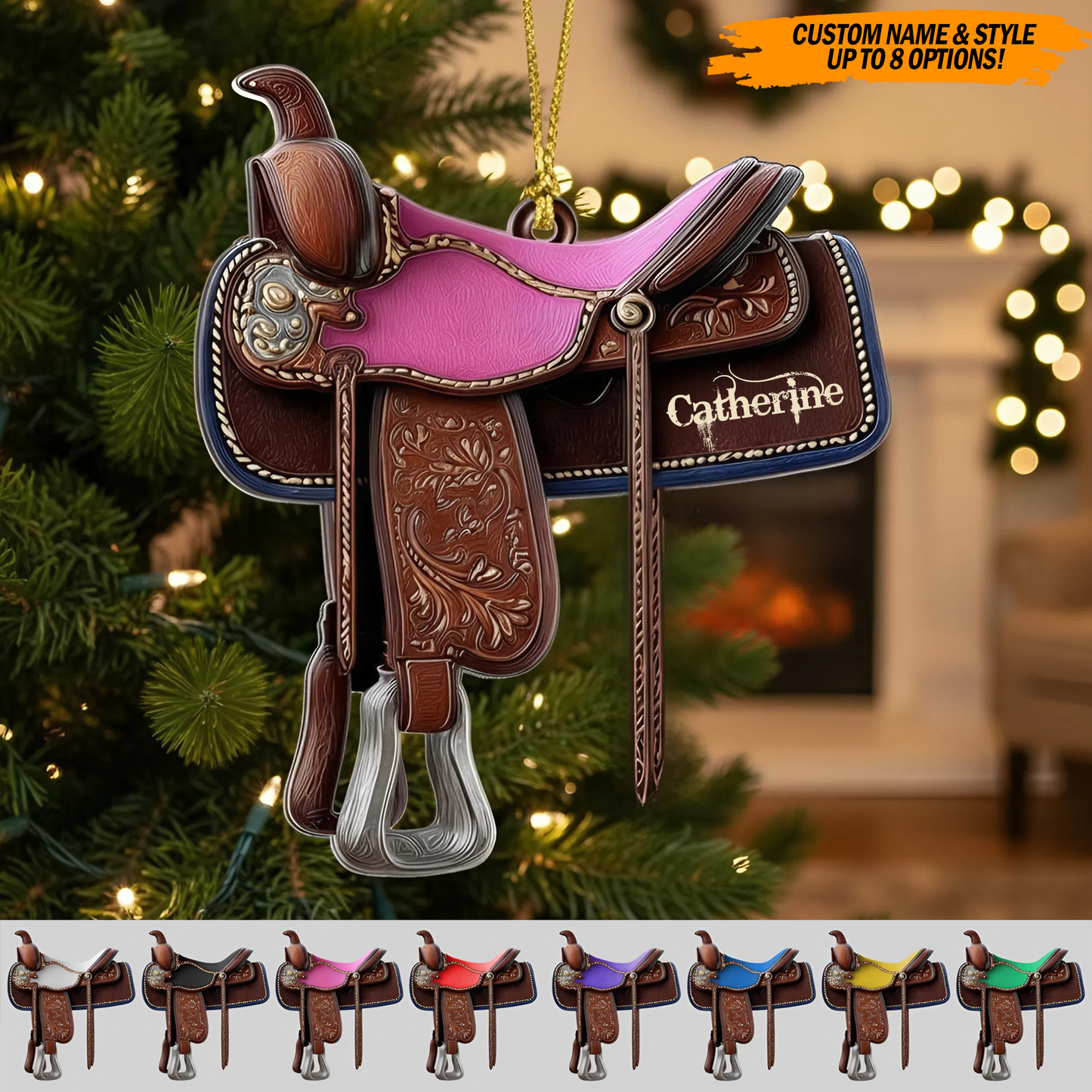 Cowgirl Spirit – Personalized Saddle Ornament
