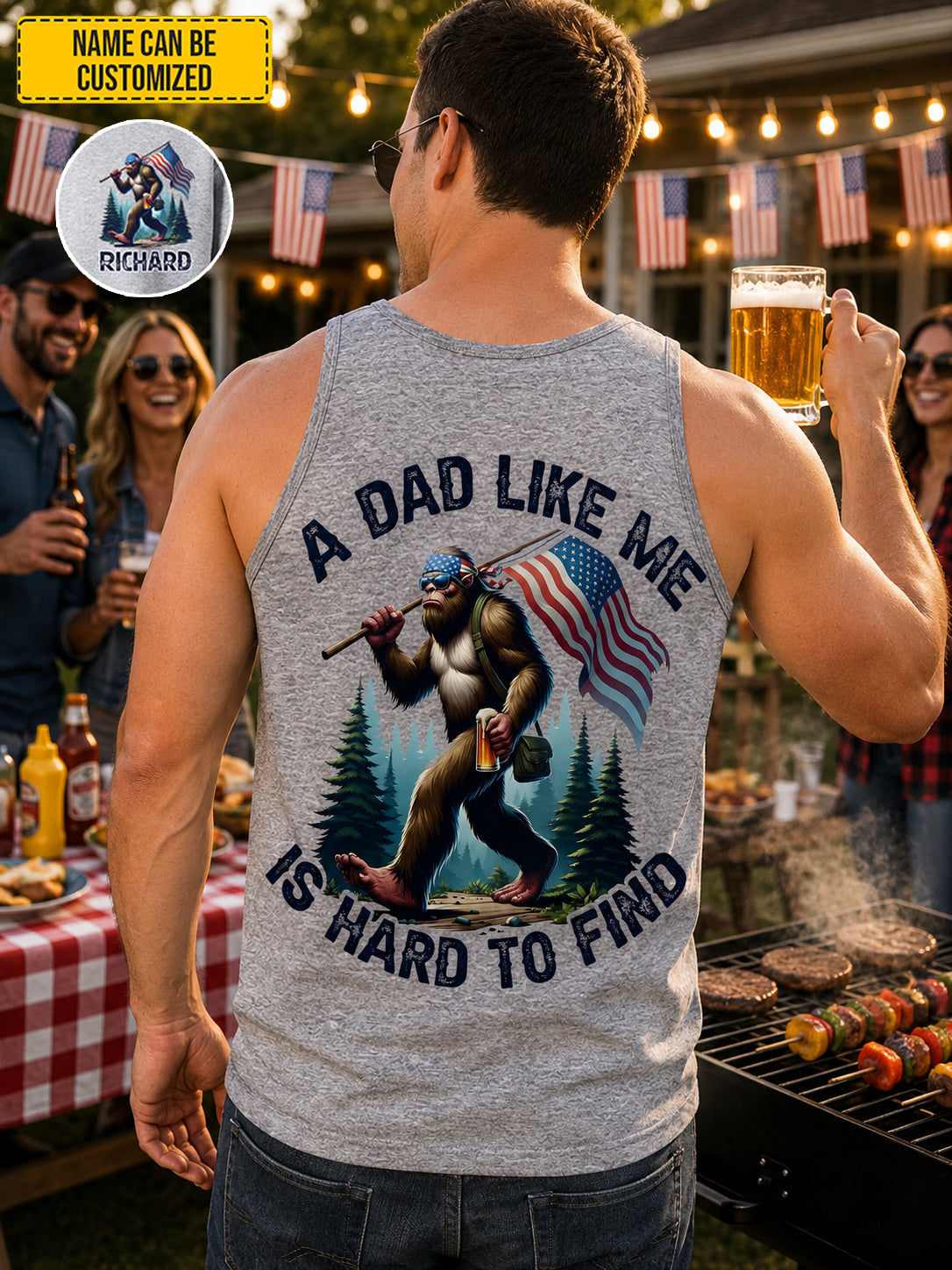A Dad Like Me Is Hard To Find – Personalized Bigfoot American All Over Print Shirt