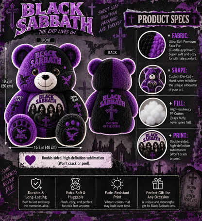 Black Sabbath Band Bear Custom Shaped Pillow – Rock Music Legend Gift