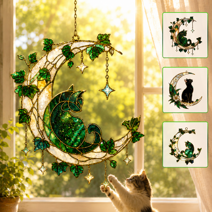 Magical Cat & Moonlight Acrylic Suncatcher