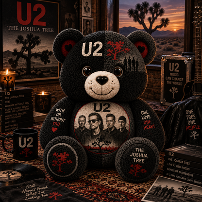 U2 Band Bear Custom Shaped Pillow – Rock Music Legend Gift