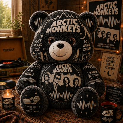 Arctic Monkeys Custom Shaped Bear Pillow – Indie Rock Music Inspired Gift for Arctic Monkeys Fans