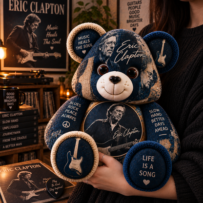 Eric Clapton Bear Custom Shaped Pillow – Slowhand Blues Rock Music Fan Gift