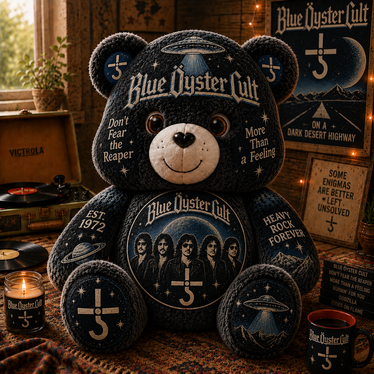 Blue Öyster Cult Custom Shaped Bear Pillow – Don’t Fear the Reaper Classic Rock Inspired Gift for Blue Öyster Cult Fans