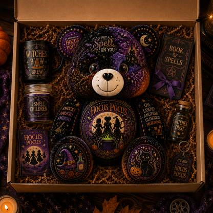 Hocus Pocus Bear Custom Shaped Pillow – Halloween Witch Gift & Witch Lovers