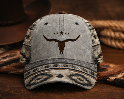 Western Longhorn Classic Cap – Vintage Southwestern Cowboy Hat