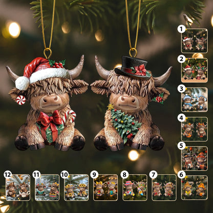Cozy Highland Christmas Ornament Set
