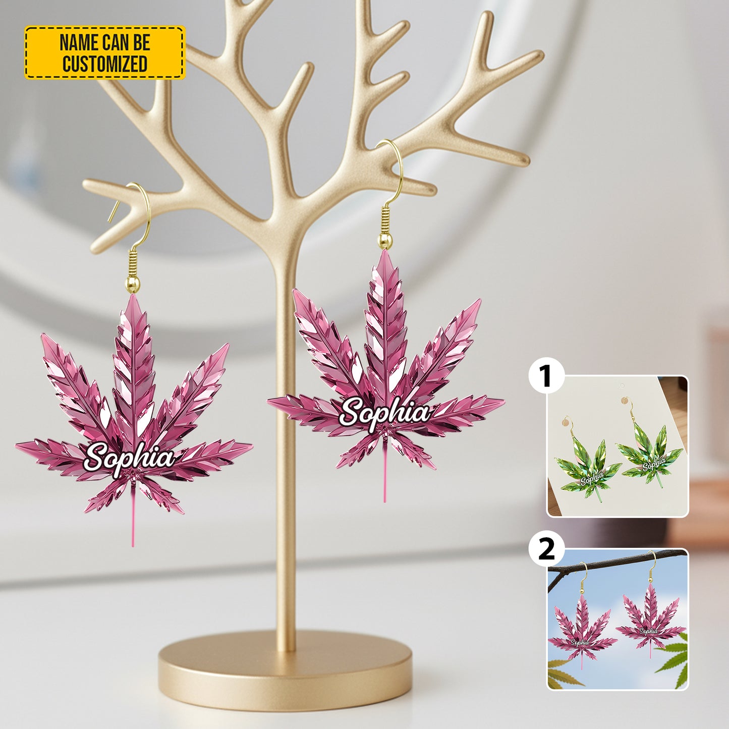 Personalized Colorful Weed Earrings