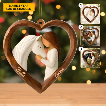 Personalized Horse Lover Heart Acrylic Ornament