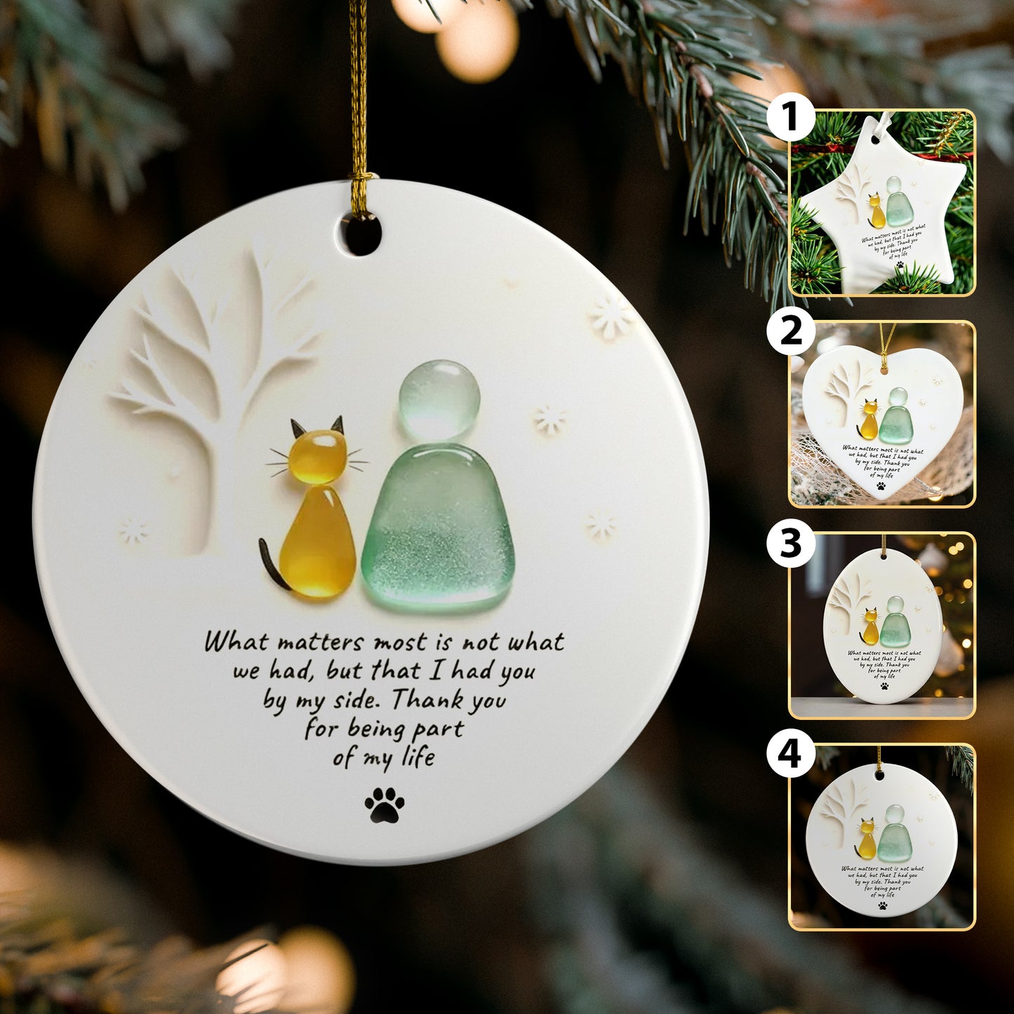 Cat Lover's Christmas Ceramic Ornament