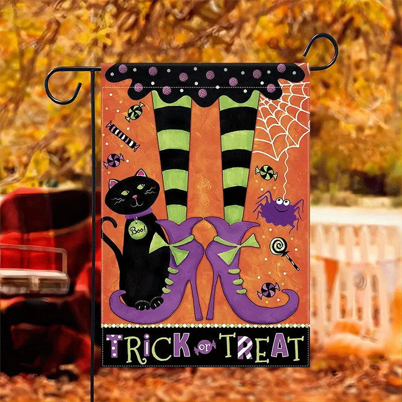 Trick or Treat - Witch Garden Flag, Halloween Garden Flag, House Flag