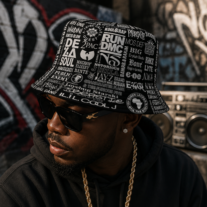 Classic Golden 80’s & 90’s Hip Hop All Over  Bucket Hat Version 2