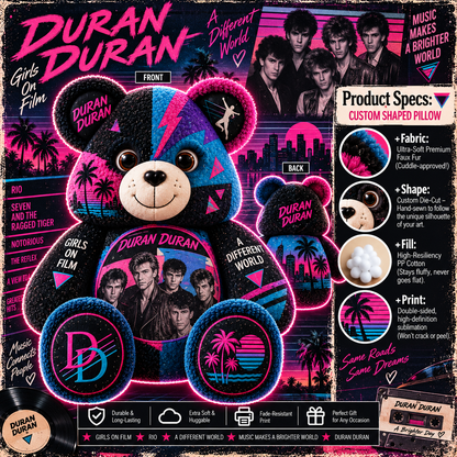 Duran Duran Bear Custom Shaped Pillow – 80s Music Fan Gift