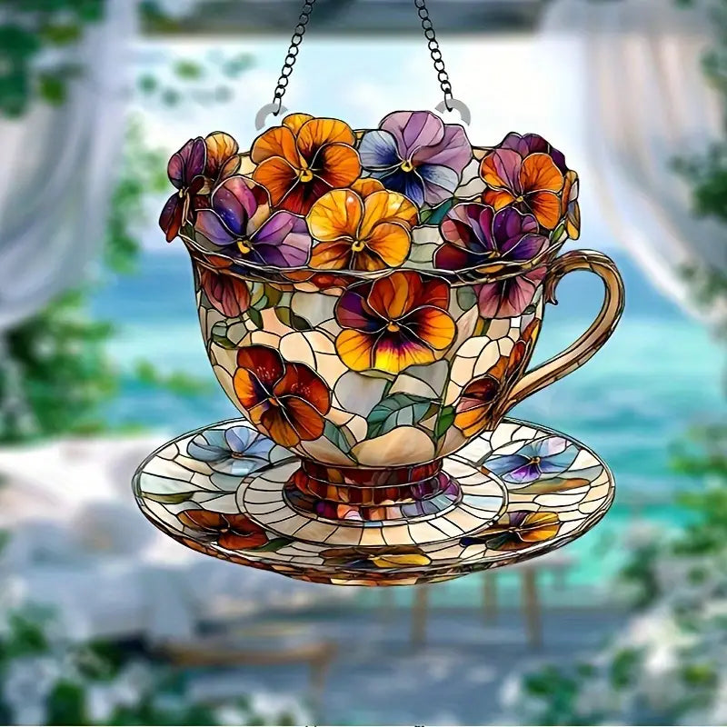Pansy Flower Acrylic Window Hangings