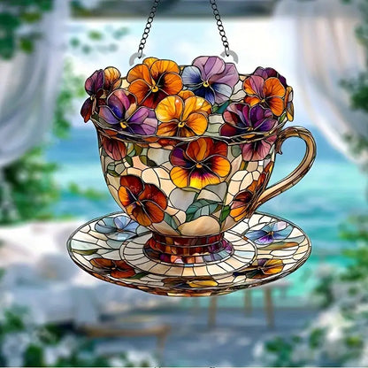 Pansy Flower Acrylic Window Hangings