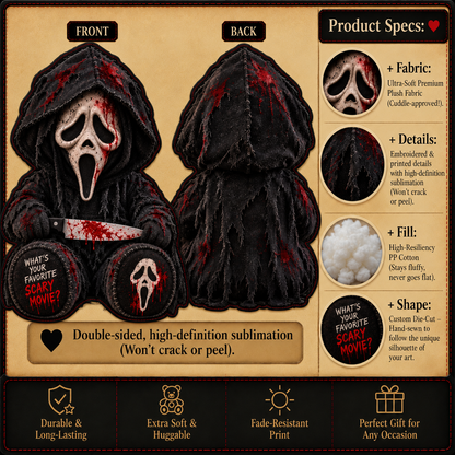 Ghostface Night Stalker Custom Shape Pillow – Creepy Halloween Collector Gift