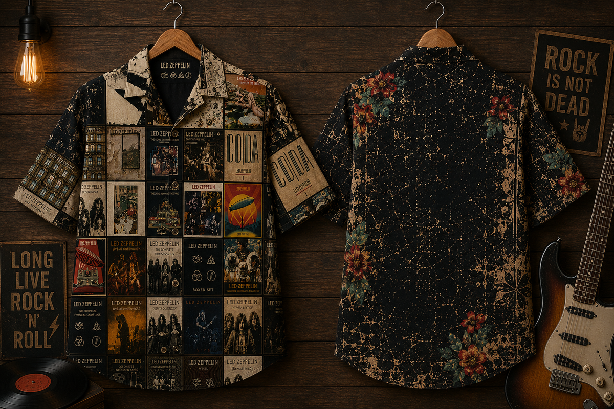Led Zeppelin Album Collection Hawaiian Shirt - Vintage Rock Music Fan Gift