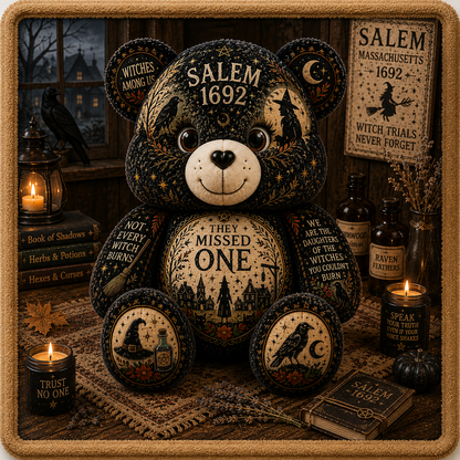 Salem 1692 They Missed One Bear Custom Shaped Pillow – Witch Gift for Halloween & Salem Witch Lovers