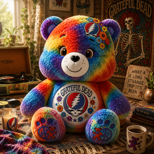 Grateful Dead Tie-Dye Bear Shaped Pillow– The Perfect Gift for Deadheads