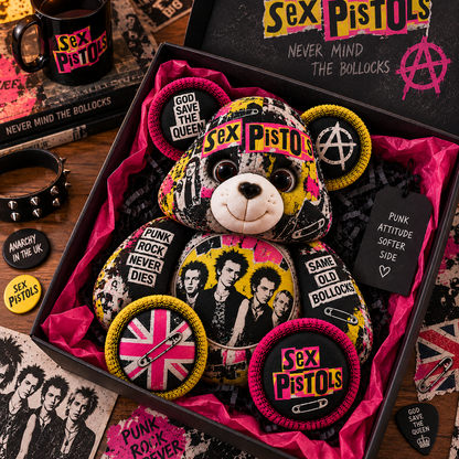 Sex Pistols Custom Shaped Bear Pillow – Punk Rock Music Inspired Gift for Fans