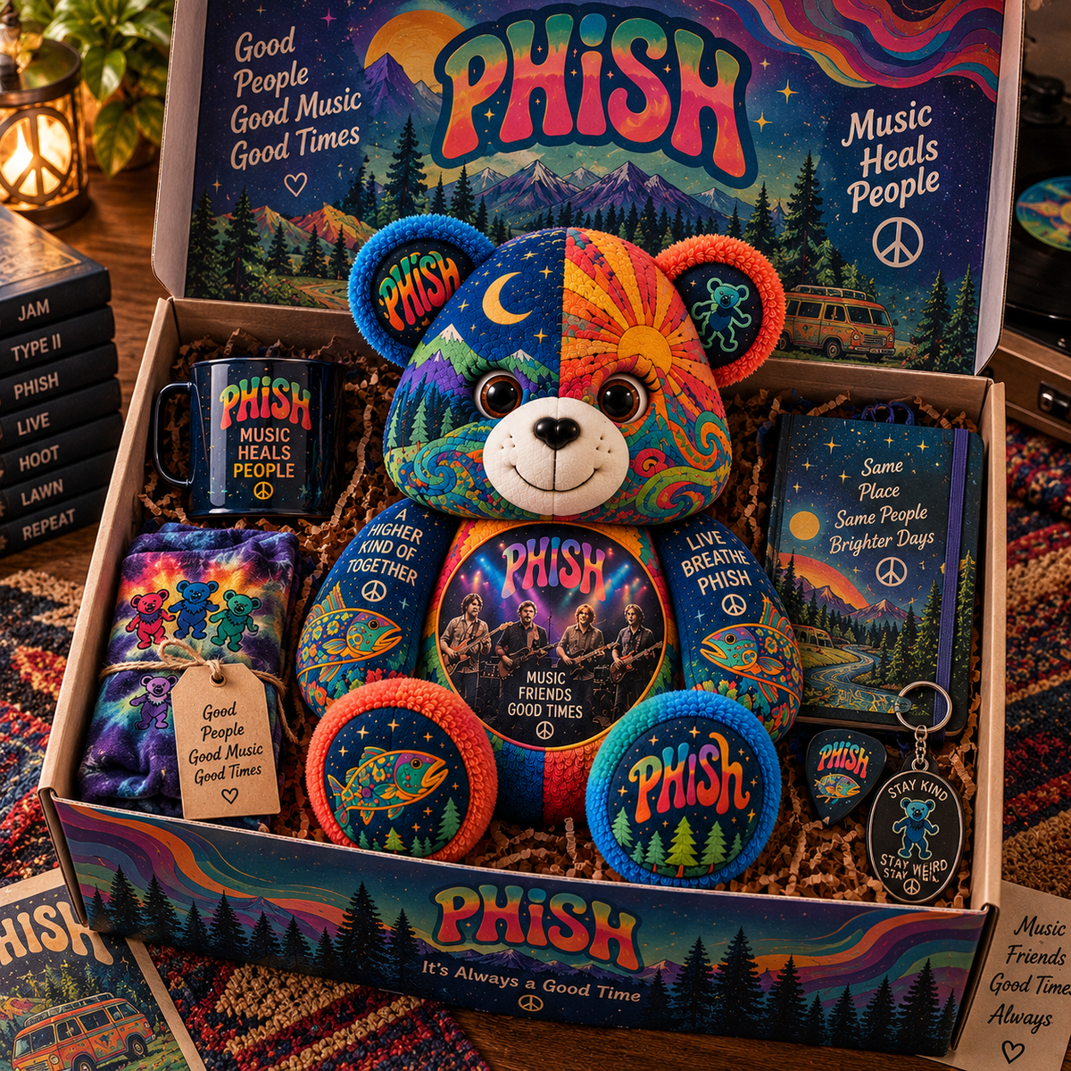 Phish Bear Custom Shaped Pillow – Psychedelic Jam Rock Music Fan Gift
