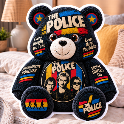The Police Custom Shaped Bear Pillow – Every Breath You Take Classic Rock Inspired Gift for The Police Fans