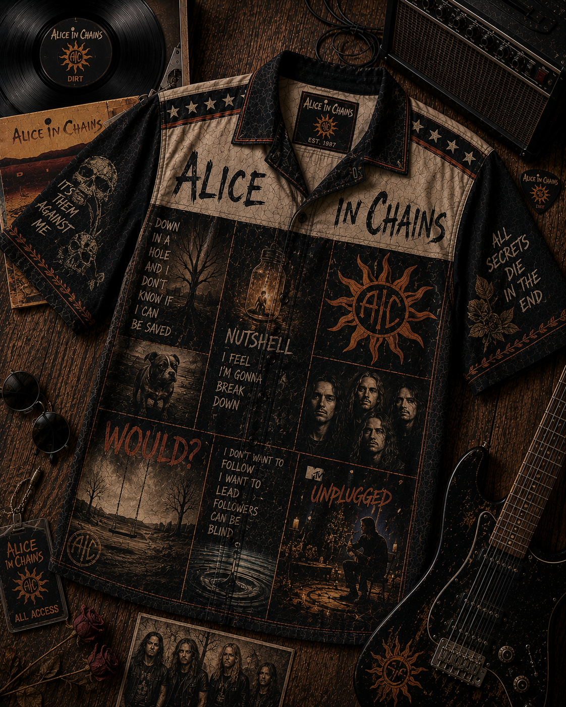 Alice In Chains Hawaiian Shirt - Vintage Music Fan Gift