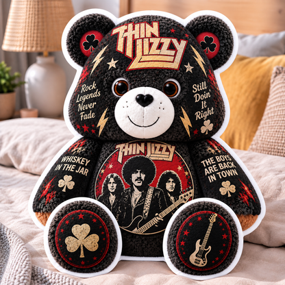 Thin Lizzy Custom Shaped Bear Pillow – Classic Rock Music Inspired Gift for Thin Lizzy Fans
