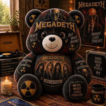 Megadeth Bear Custom Shaped Pillow – Thrash Metal Fan Gift