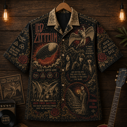 Led Zeppelin Hawaiian Shirt - Vintage Music Fan Gift 2