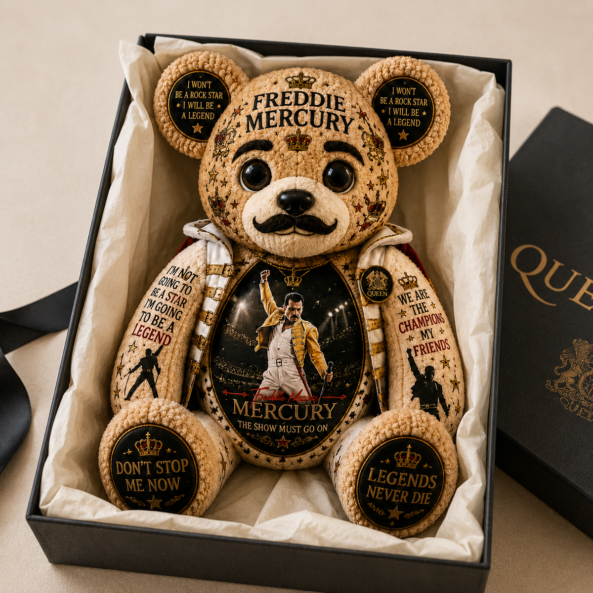 Freddie Mercury The Show Must Go On Bear Custom Shaped Pillow – Queen Legend Music Lover Gift