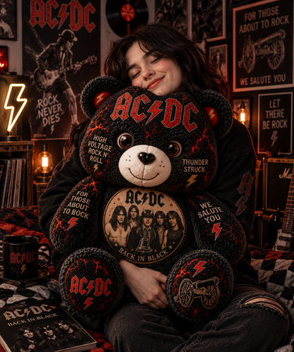 ACDC Bear Custom Shaped Pillow – Rock Music Legend Gift