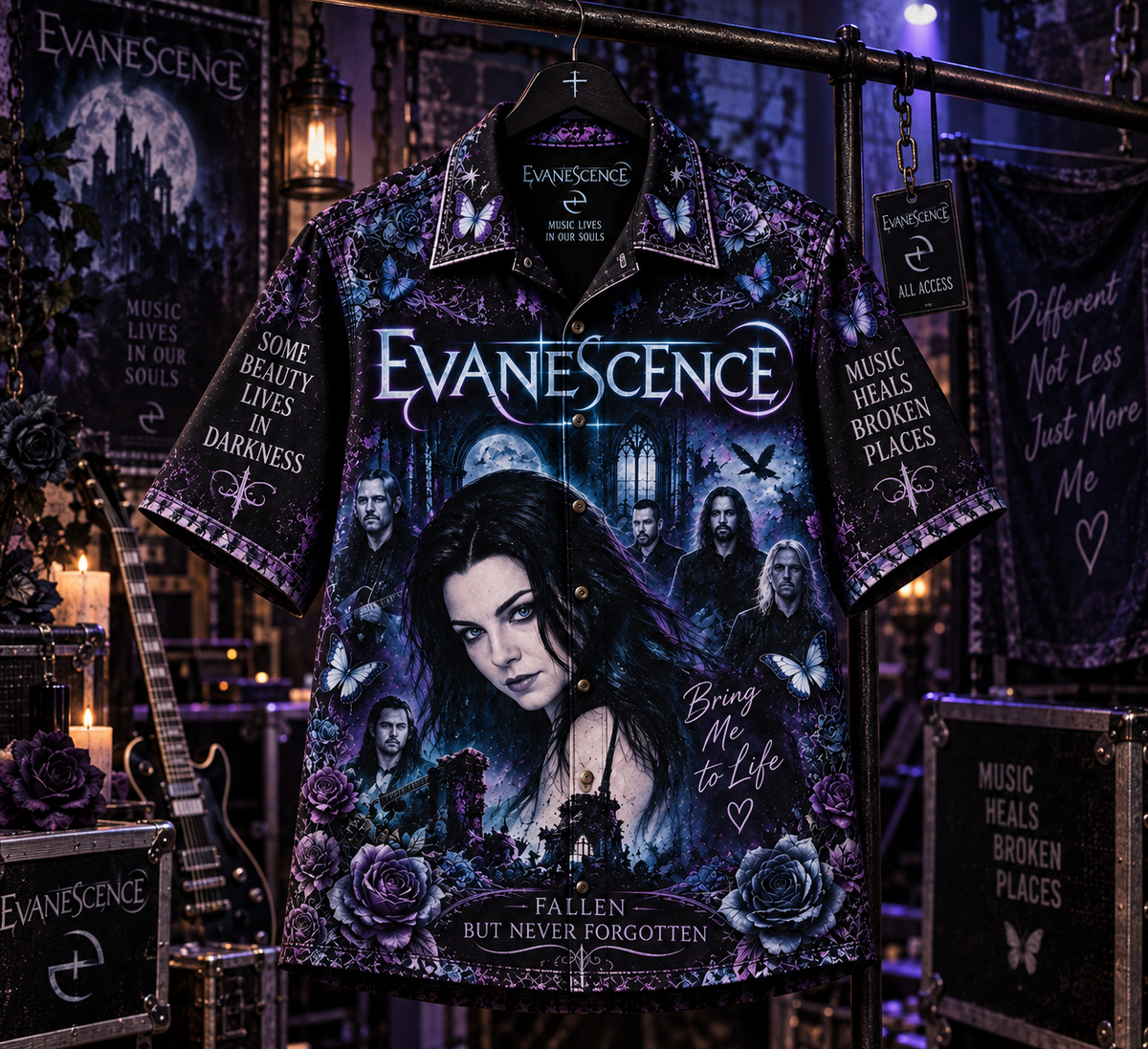 Evanescence Hawaiian Shirt – Fallen Gothic Rock Music Fan Gift