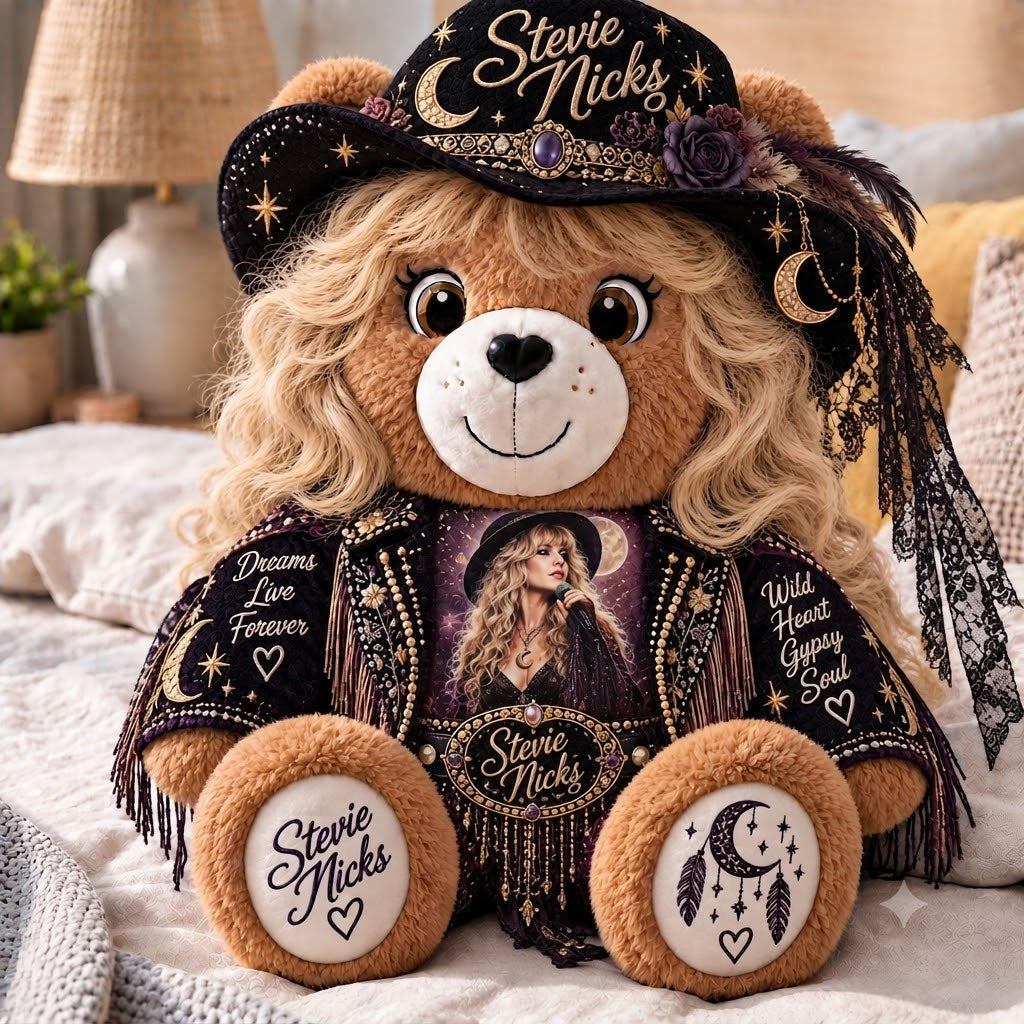 Stevie Nicks Custom Shaped Bear Pillow – Gypsy Soul Music Inspired Gift for Stevie Nicks Fans 2