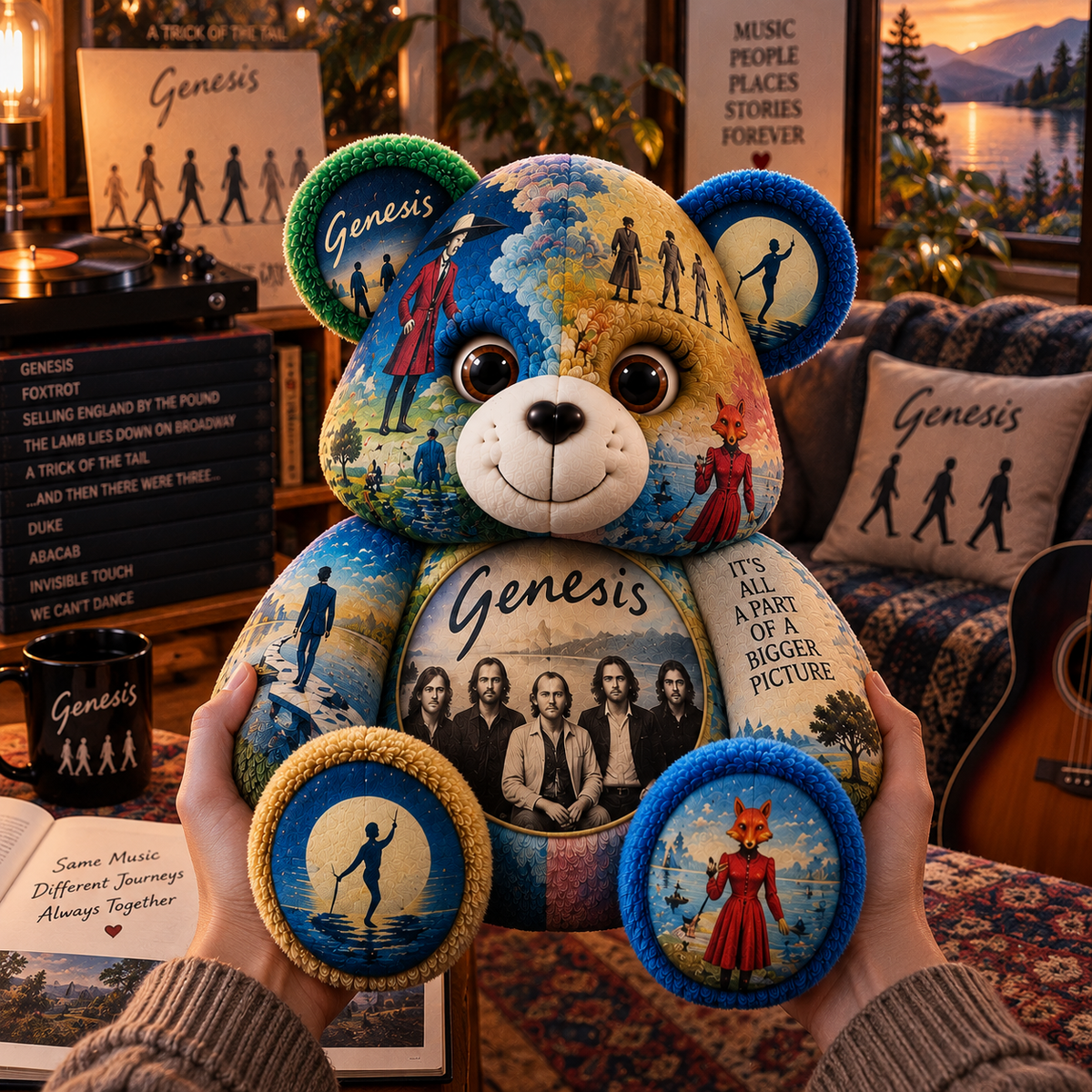 Genesis Bear Custom Shaped Pillow – Progressive Rock Fan Gift