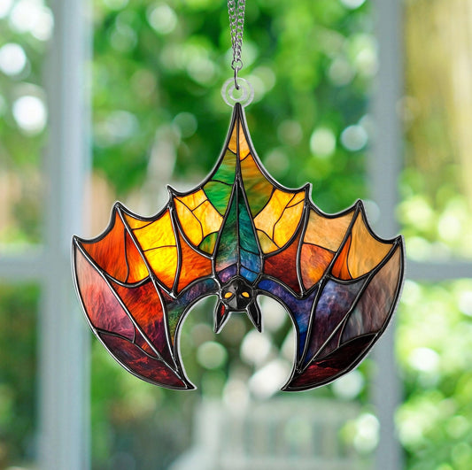 Upside Down Bat Colorful Window Hanging - Personalized Acrylic Window